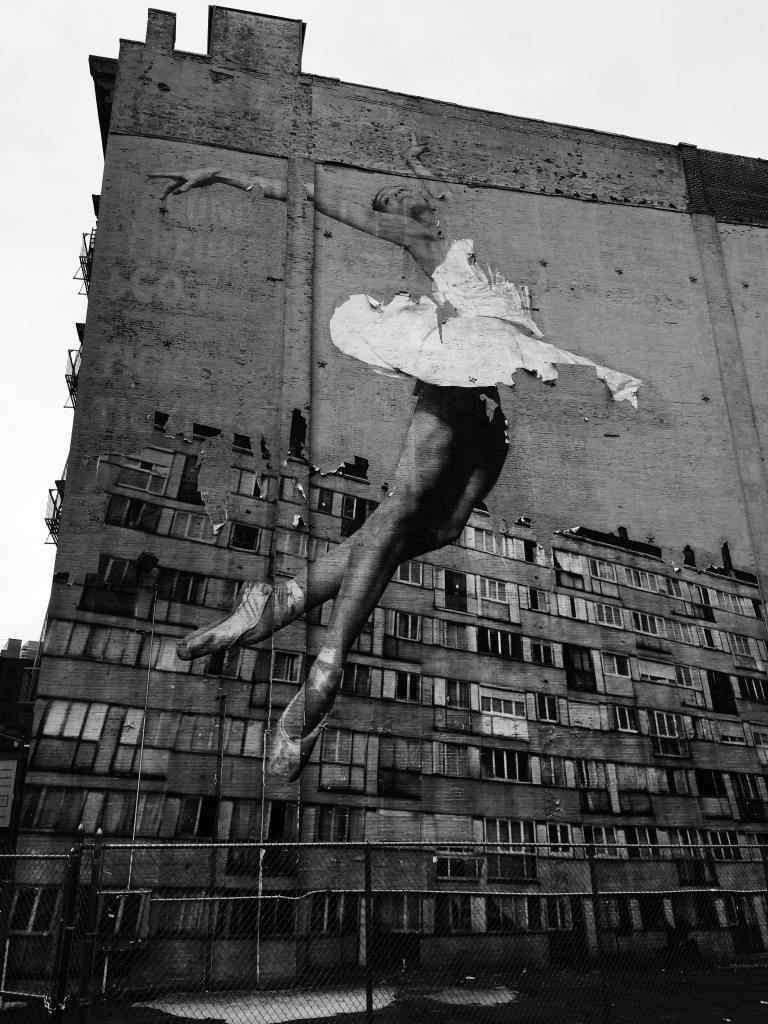 Ballerina mural on building